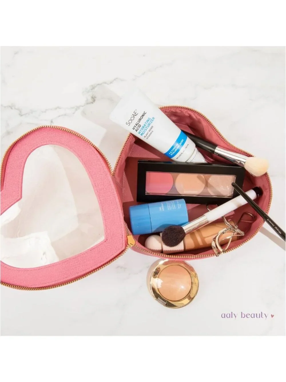 Pink Heart Cosmetic Bag – Large Capacity Makeup & Skincare Organizer, Perfect